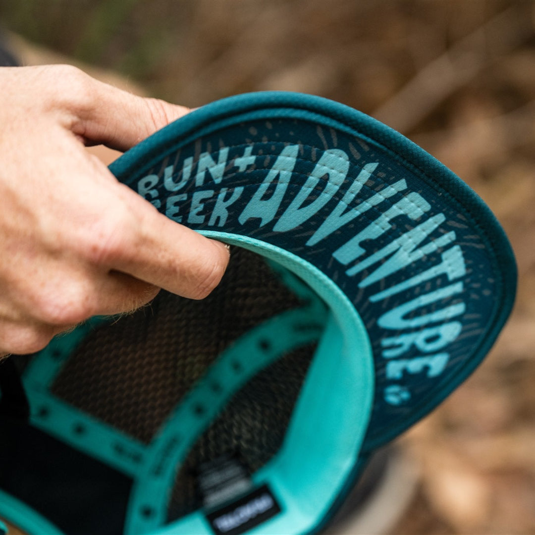 Blue Running M-Series Hat on Model