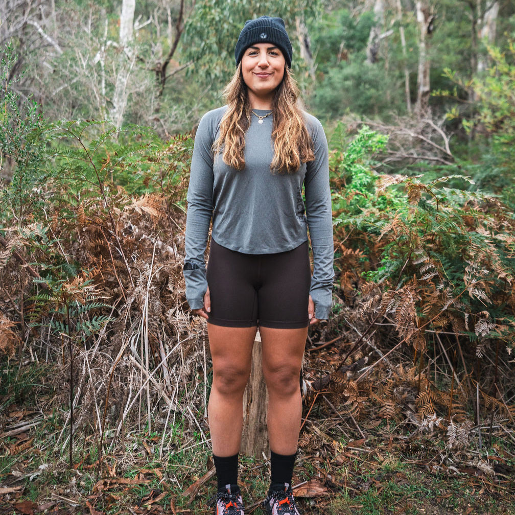 Womens Grey Running Long Sleeve Top