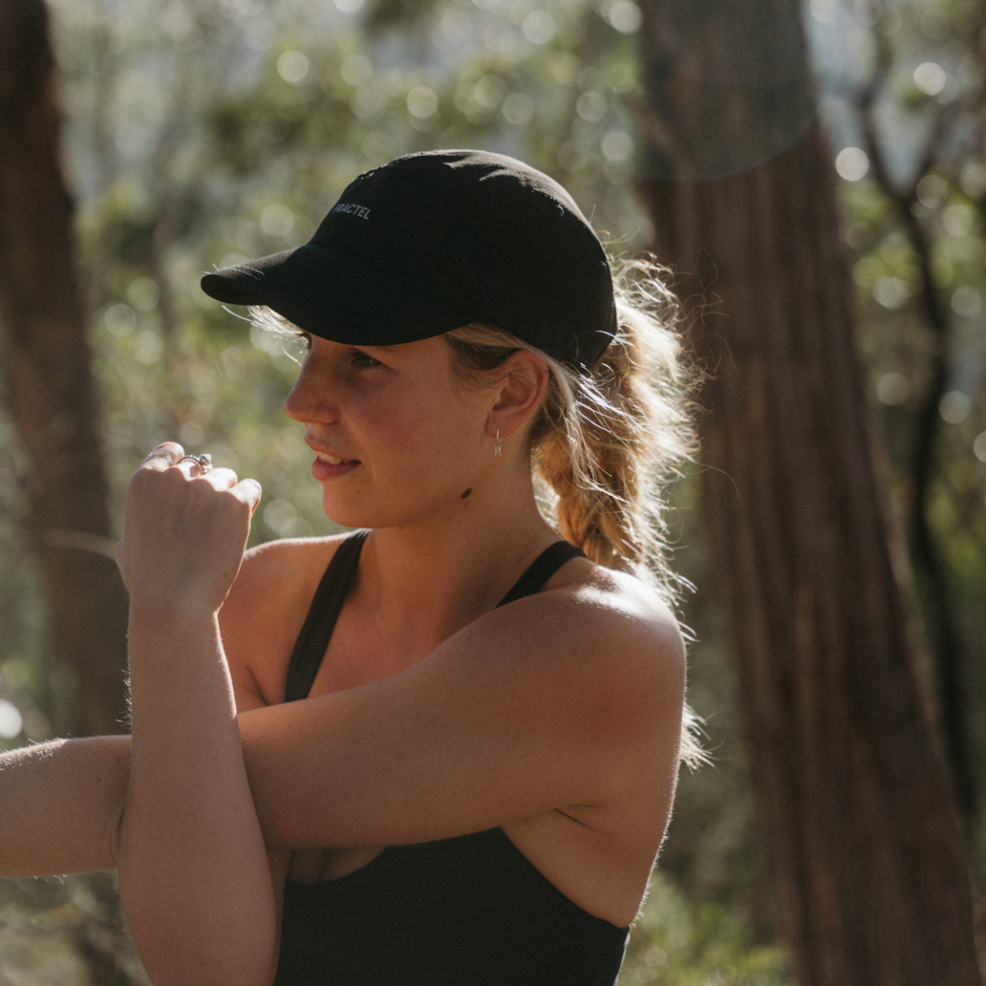 Black Running Cap E-Series on Model