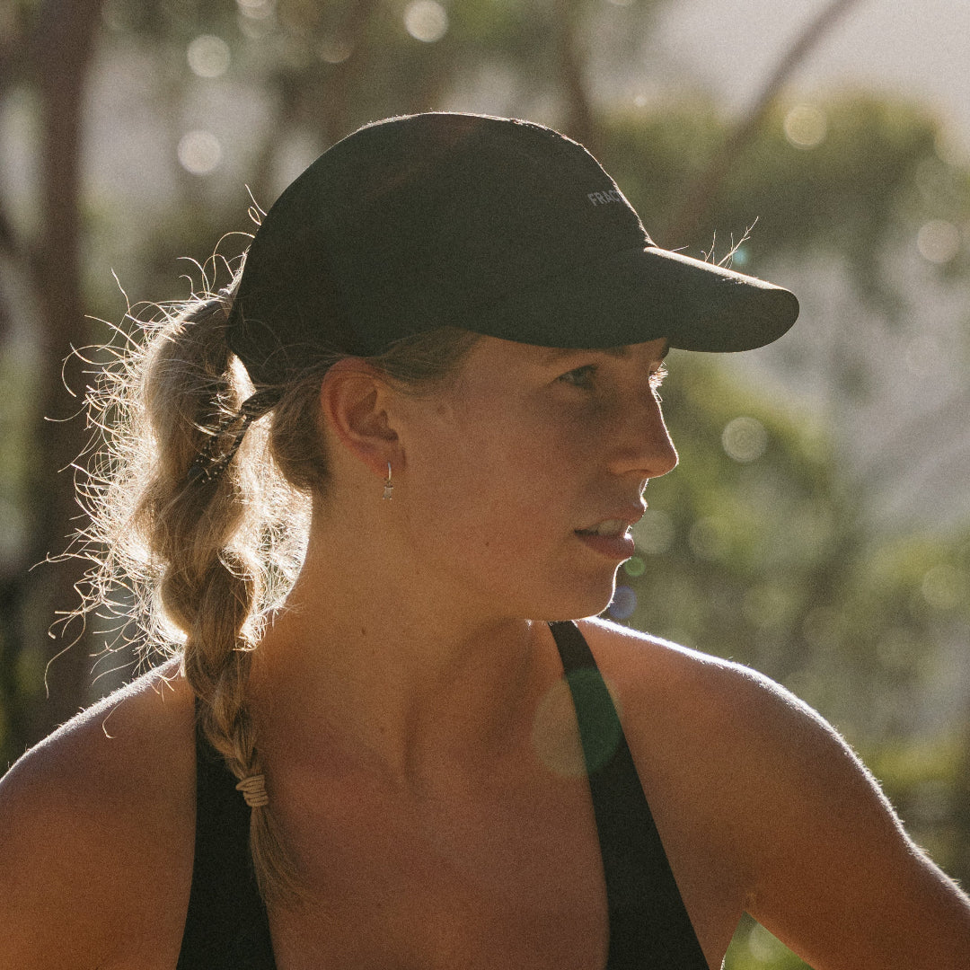 Black Running Cap E-Series on Model