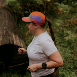 E-Series Red Running Cap High Ponytail