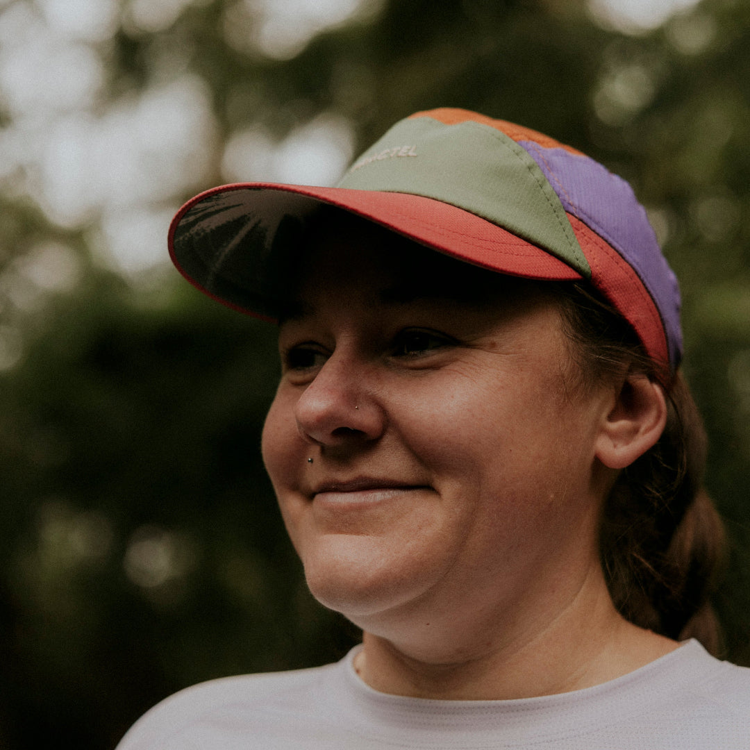 E-Series Red Running Cap High Ponytail