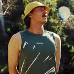 Mens Green Performance Running Singlet On Model