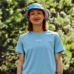 Womens Blue Performance Running Top On Model 