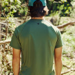 Mens Green Performance Running Top On Model