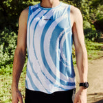 Mens Blue Performance Running Singlet On Model 