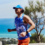 Mens Blue Performance Running Singlet on Model