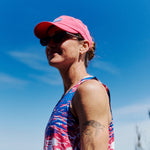 E-Series Performance Running Cap in Pink on Model