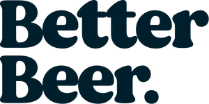 The logo for Better Beer. features the brand name in a bold, dark navy blue typographic font on a solid white background.