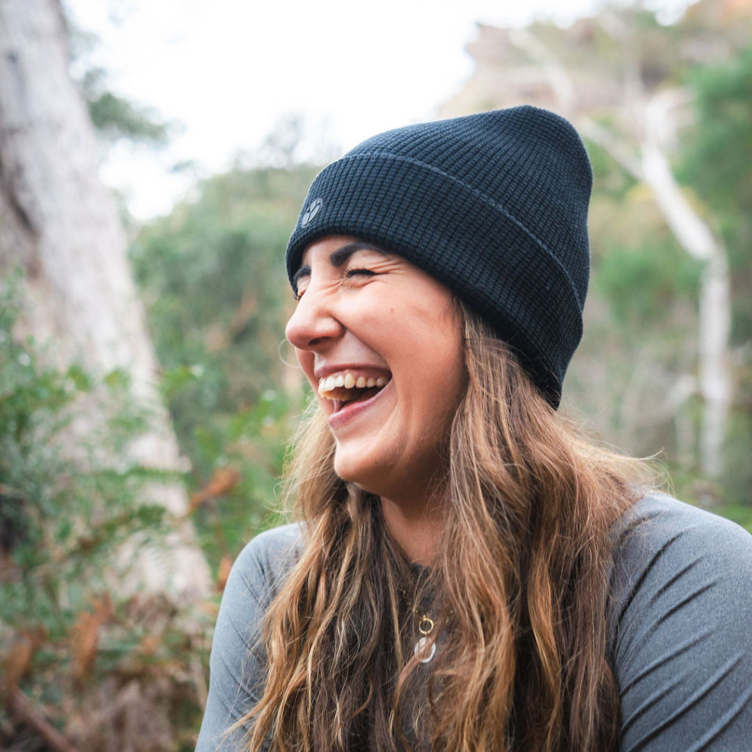 Black Running Beanie Hat