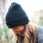 Black Running Beanie Hat