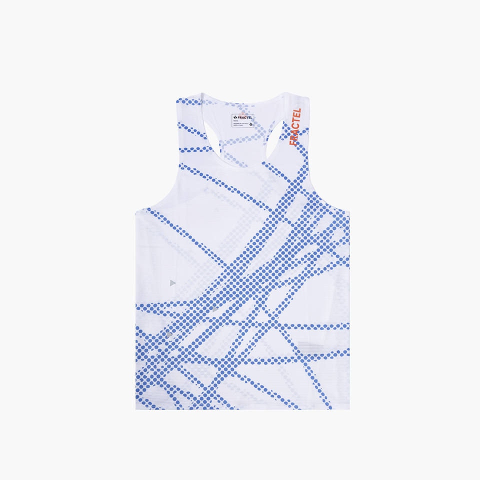 Men's V-BUTTERFLY EFFECT COBALT Race Singlet, front view