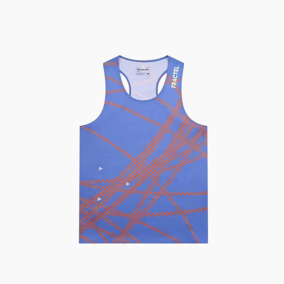 Men's V-CHAOS COBALT Race Singlet, front view