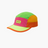 Fractel M-FLUX Running Cap in bright green, pink, orange and neon yellow colour blocks, angled view