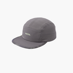 A dark gray Fractel 5-panel running cap with a structured crown, flat brim, and light green embroidered logo on the front, shown against a plain white background.