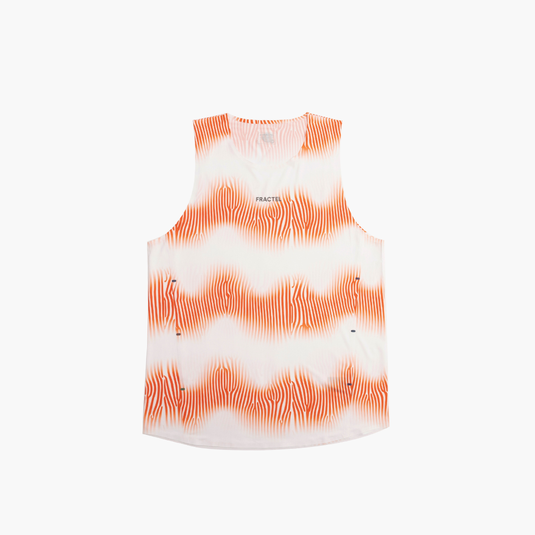 VELOCITY ORANGE Mens Velocity Running Singlet Front