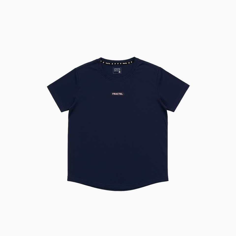 Women's Fractel CT-Neptune navy running tee, front view