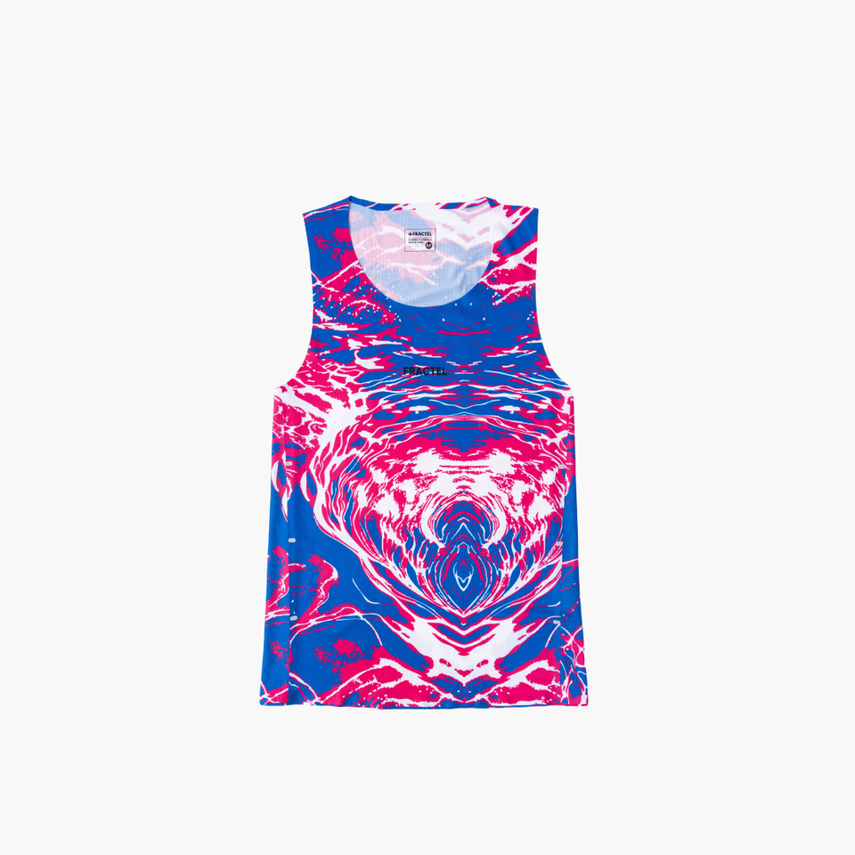 Women's Fractel Fuchsia performance running singlet, front view