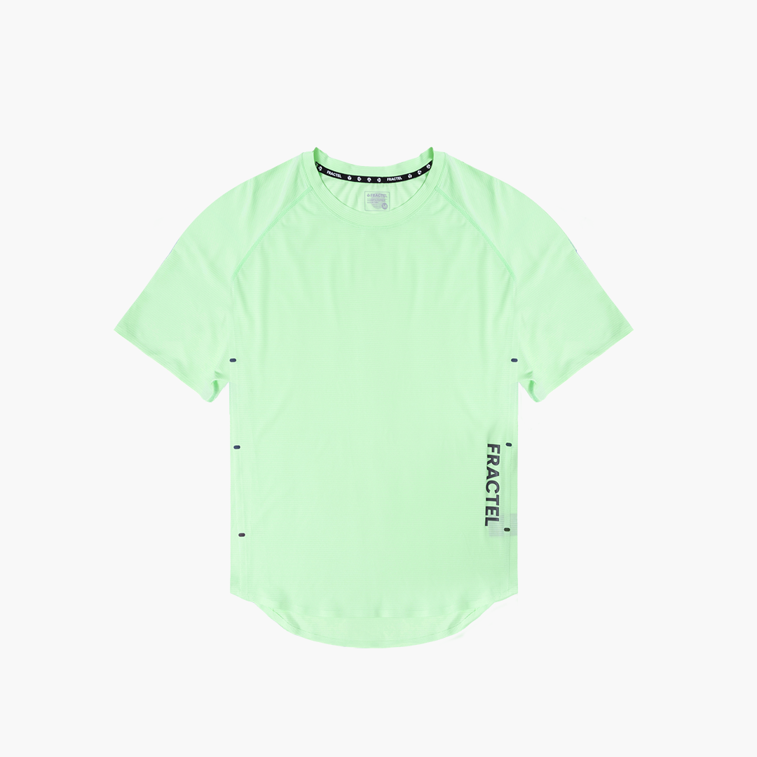 VELOCITY LIME Womens Velocity Running Tee Front