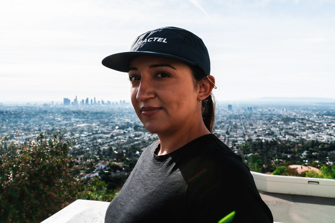 Runner wearing M-NEPTUNE Running Cap outdoors